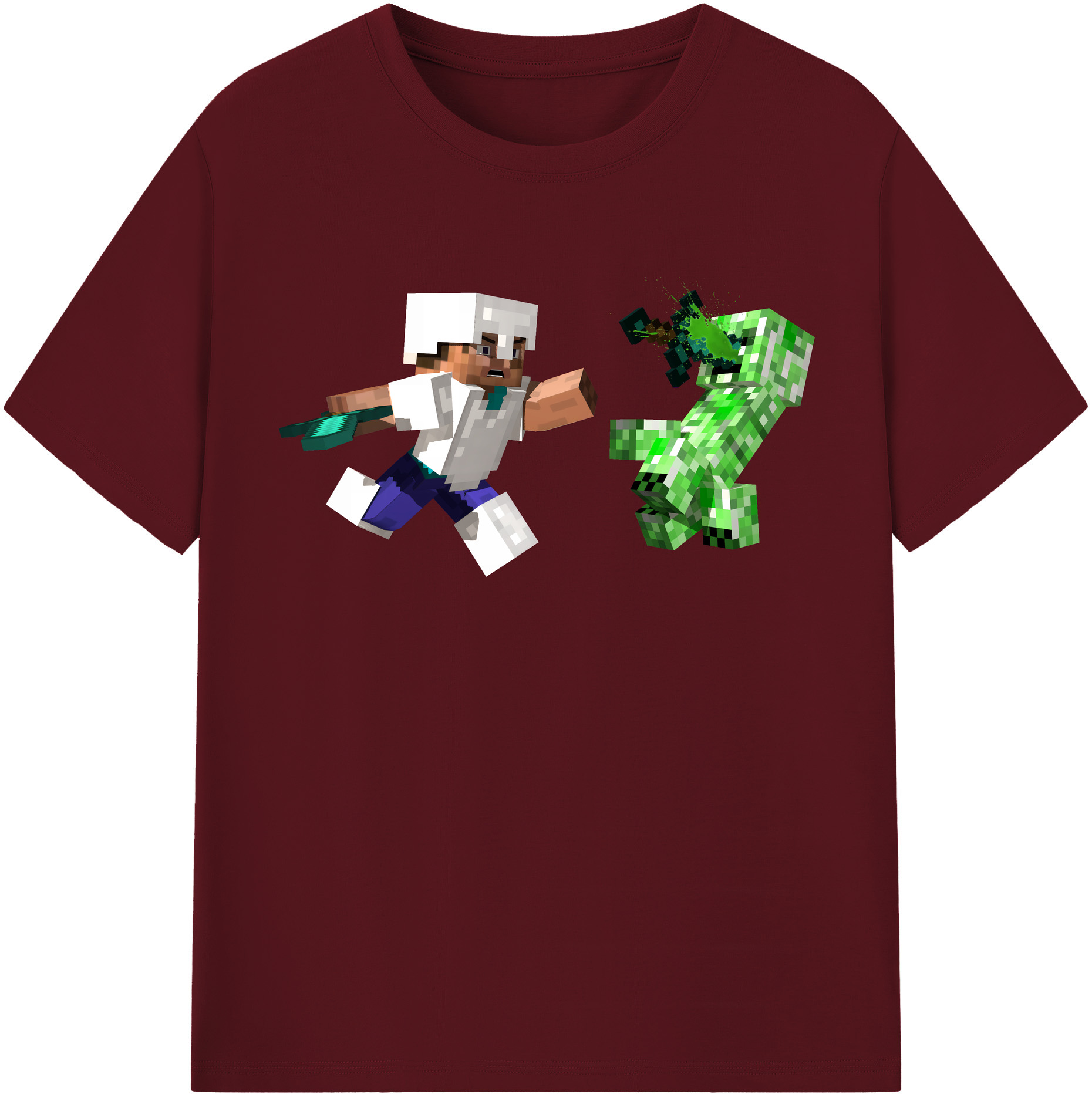 （画像用） マインクラフト ブロックの世界 Minecraft MC Block world 綿100％半袖Tシャツ（フロントプリント）
